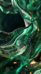 Aufkleber - A green and gold liquid with a lot of sparkles