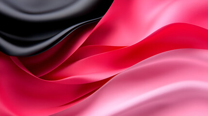 Poster - Silky fabric waves in shades of pink and black, beautifully draped to showcase their smooth texture and elegant flow