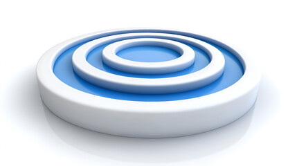 Poster - Abstract concentric circles design in blue and white representing depth and motion in a minimalist style