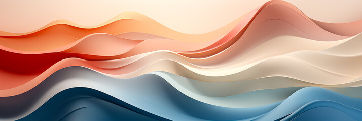 Poster - Elegant Beige and Blue Wavy Layers Background with Smooth Color Transition