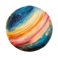 A colorful watercolor illustration of a planet