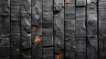 Wall Mural - black wooden wall background texture 