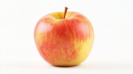 Wall Mural - A Single Red and Yellow Apple on a White Background