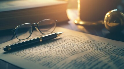 Poster - A Handwritten Manuscript with a Pen and Glasses