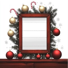 Poster - Christmas Frame with Ornaments and Candy Canes