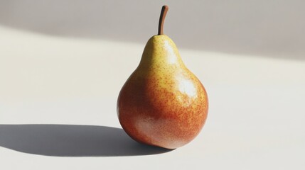 Poster - A Single Ripe Red Pear on a White Surface