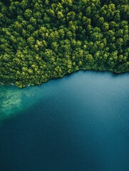 Wall Mural - aerial view of beautiful natural lake - ai