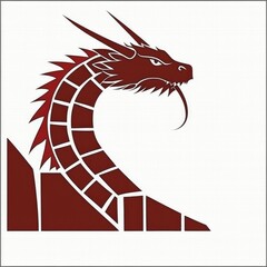 Canvas Print - Red Dragon Silhouette Illustration