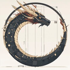 Poster - Circular Dragon Illustration