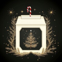 Wall Mural - Christmas Tree In A Box With Candy Cane