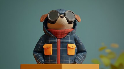 A charming cartoon dog in stylish attire featuring a hoodie and sunglasses, perfect for playful and fun illustrations.