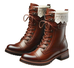 Woman leather boots png stylish boot png leather footwear transparent background