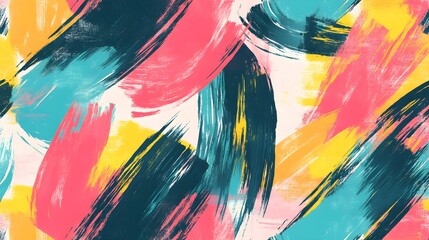 Poster - Abstract Watercolor Brushstrokes Background with Teal  Yellow  and Pink