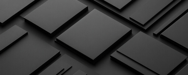 Poster - A black and white image of squares with a black background. The squares are all different sizes and are arranged in a way that creates a sense of depth and texture