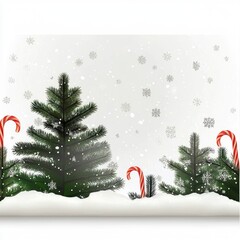 Sticker - Winter Wonderland with Candy Canes and Snow-Covered Trees