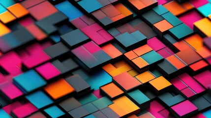 Colorful modern 3D topology background featuring abstract mosaic squares Ideal for technology and security design concepts presentations templates cards book covers and posters