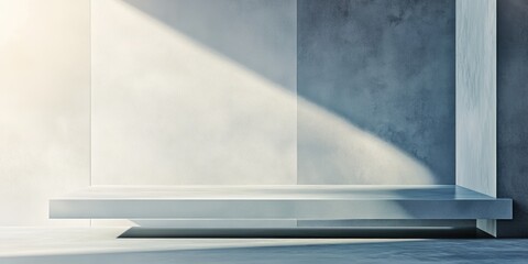 Poster - Minimalist abstract backdrop featuring a pedestal created through 3D illustration and rendering