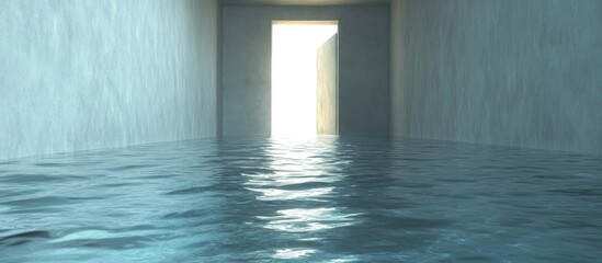 Leinwandbilder - Empty room filled with water digital 3D rendering