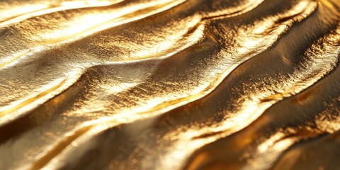 Poster - Luxury reflections on a gold foil background with textured patterns in 3D rendering