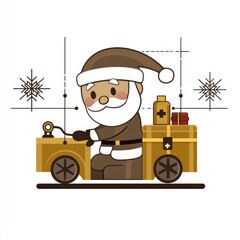 Wall Mural - Santa Claus Delivering Christmas Presents on a Toy Car