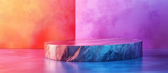 Poster - Rock podium product display on an elegant surface with a vibrant background