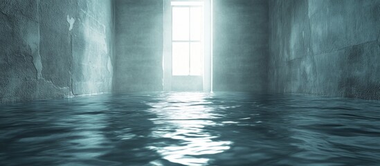 Poster - Empty room filled with water digital 3D rendering