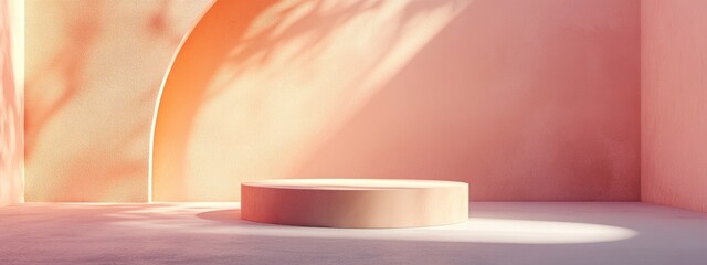 Aufkleber - Minimalist abstract backdrop featuring a pedestal 3D illustration and rendering