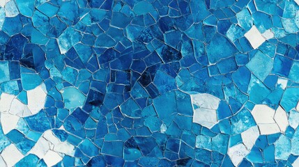 Canvas Print - Bright blue mosaic featuring white streaks textured background