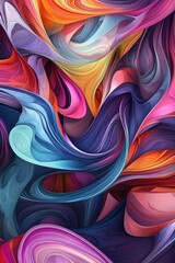 Poster - Abstract design featuring colorful lines fractals and shapes suitable for use in textiles wrapping paper wallpaper or book covers