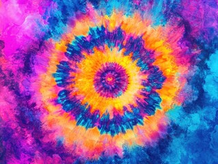 Wall Mural - Neon Tie Dye Artwork with a Fantasy Touch Bright Acid Colors on a Grunge Background Beautifully Handcrafted Aquarelle Design