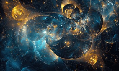 Poster - Fractal backdrop ideal for creative and design endeavors Abstract 3D representation with a technological theme