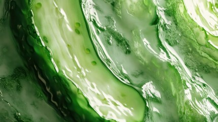 Wall Mural - Close-up of a Green Cucumber with Visible Seeds