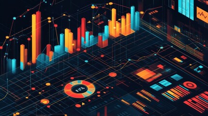 Poster - Abstract Digital Interface with Data Visualization