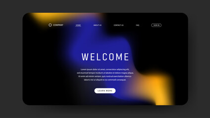 Poster - Abstract wave futuristic design of landing page. retro gradient mesh website design