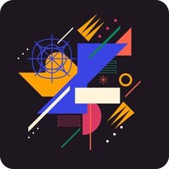 Fototapete - Abstract background with various bright geometric shapes. Concise design. A composition of figures of different shapes.