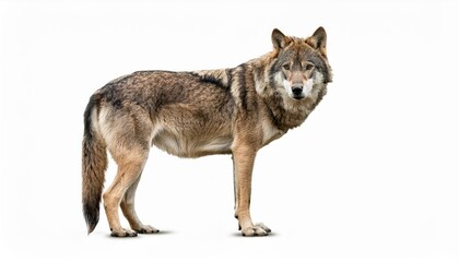  Wolf standing isolated on white background, cut out