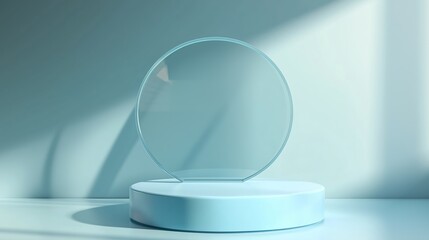 Poster - A minimalist glass display in a well-lit room highlighting transparency and simplicity during midday hours