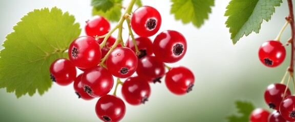 Wall Mural - Red currant grows on bush. Nature, organic food and gardening