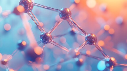 Aufkleber - Abstract Molecular Structure with Interconnected Spheres and Lines