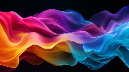 Colorful abstract wave patterns on black