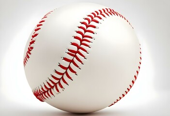 A baseball with red stitching and white stripes and with backgrounds