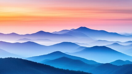 Wall Mural - A mountain range with a beautiful sunset in the background, AI