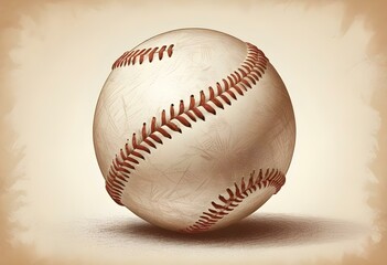 A baseball with red stitching and white stripes and with backgrounds