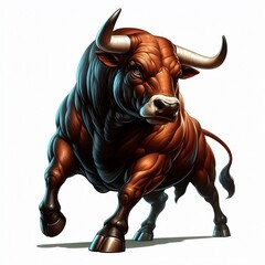 Canvas Print - Powerful Bull Illustration   Strong Animal  Charging   Aggressive  Bull Horns