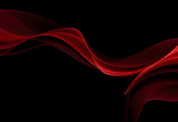 Abstract dark background with flowing red and black. Flowing red silk fabric against a black background. Suitable for wallpaper.

