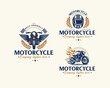 © yourlogocreator - Set bundle classic racing competition motorcycle logo design for business company