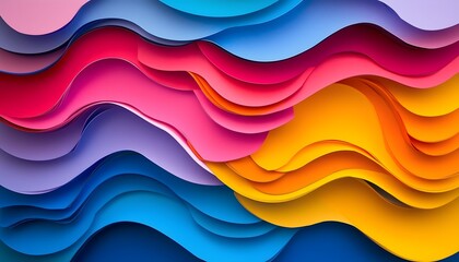 Wall Mural - A vibrant illustration of colorful layered paper