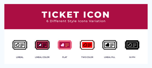 Wall Mural - Ticket icon illustration vector with different styles