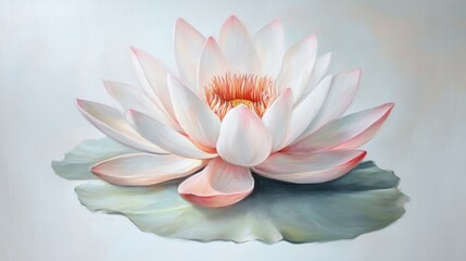 Wall Mural - A Single Pink Water Lily Blossom on a Green Pad