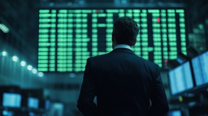 Poster - A Man in a Suit Standing in Front of a Large Green Screen